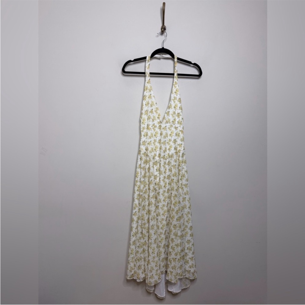 House of CB Ivory Vintage Floral Print Georgette Halter Sundress - Picture 3 of 9